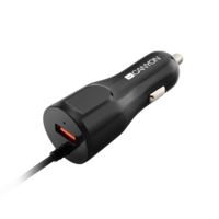 Canyon Autós Töltő, 1 portos, 1xUSB, 5V-2,4A, Beépített Lightning kábellel, fekete - CNE-CCA033B