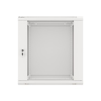 Lanberg WF01-6612-10S 19" 12U SZÉL:600mm MÉLY:600mm MAG:645mm lapraszerelt üvegajtós szürke fali rack szekrény
