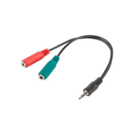 Lanberg AD-0023-BK 20cm Mini Jack 3.5 mm apa 4pin - 2x Mini Jack 3.5mm anya 3pin fekete átalakító kábel