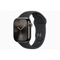 Apple Watch S10 Cellular (42mm) palaszürke titán tok, fekete sportszíj (S/M) okosóra
