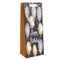 Iris boros fekete/arany happy birthday papírtasak 12*36