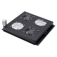 DIGITUS DN-19 FAN-2-B-N 2-es termosztátos fekete tetőventilátor Unique/Dynamic Basic rackszekrényhez