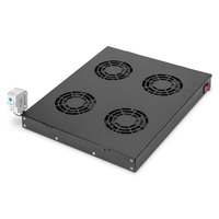 DIGITUS DN-19 FAN-4-HO-SW  4-es termosztátos fekete fiók/tető ventilátor