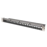 DIGITUS DN-91411-LF 24port 19" 1U moduláris fekete árnyékolt üres Patch Panel