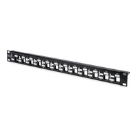 DIGITUS DN-91412 24port 19" 1U moduláris lépcsős kialakitású fekete árnyékolt Patch Panel