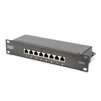 DIGITUS DN-91608S CAT6 8port 10" 1U fekete árnyékolt Patch Panel