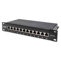 DIGITUS DN-91612S-EA CAT6A 8port 10" 1U fekete árnyékolt Patch Panel