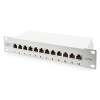DIGITUS DN-91612S-EA-G CAT6A 8port 10" 1U szürke árnyékolt Patch Panel