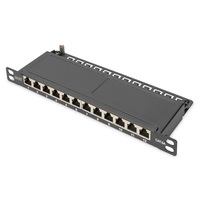 DIGITUS DN-91612S-SL-EA CAT6A 12port 10" 0,5U fekete árnyékolt Patch Panel
