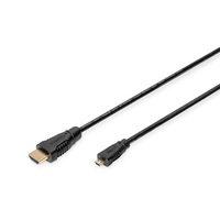 DIGITUS High Speed UHD 4K 3D 30Hz aranyozott Ethernet HDMI 1.4 - type D Micro usb kábel 1m
