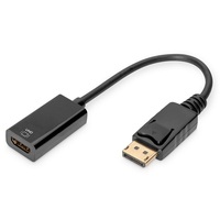 DIGITUS UHD 4K 3D Dual-Mode aktív 1.2 DisplayPort - HDMI type A 2.0 Adapter 0,2m