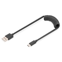DIGITUS High Speed 2.0 USB type A - USB Type-C Spirálkábel 1m