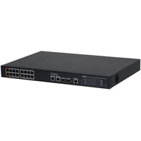 Dahua S4220-16GT-240 16x1 Gbps PoE + 2x1 Gbps RJ-45 Uplink + 2x1 Gbps SFP Uplink/240W/Menedzselhető PoE Switch