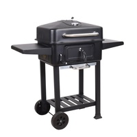 TOO BG-200B fekete BBQ faszenes grillkocsi két oldalsó asztallal