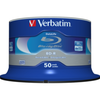 VERBATIM 43838 BD-R 25GB/egyrétegű/6x/fehér-kék írható felület/egyszer írható Blu-Ray 50db/csomag