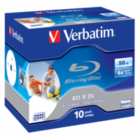 VERBATIM 43736 BD-R 50GB/kétrétegű/6x/nyomtatható felület/egyszer írható Blu-Ray 10db/csomag