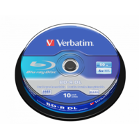 VERBATIM 43746 BD-R 50GB/kétrétegű/6x/fehér-kék írható felület/egyszer írható Blu-Ray 10db/csomag