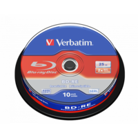 VERBATIM 43694 BD-RE 25GB/egyrétegű/2x/fehér-kék írható felület/újraírható Blu-Ray 10db/csomag