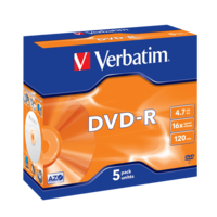 VERBATIM 43519 DVD-R 4,7GB/16x/matt ezüst írható felület/egyszer írható DVD 5db/csomag