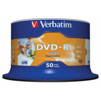 VERBATIM 43533 DVD-R 4,7GB/16x/nyomtatható felület/egyszer írható DVD 50db/csomag