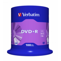 VERBATIM 43551 DVD+R 4,7GB/16x/matt ezüst írható felület/egyszer írható DVD 100db/csomag