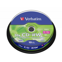 VERBATIM 43480 CD-RW 700MB/12x/karcálló írható felület/újraírható CD 10db/csomag