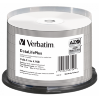 VERBATIM 43744 DVD-R 4,7GB/16x/nyomtatható felület/egyszer írható DVD 50db/csomag