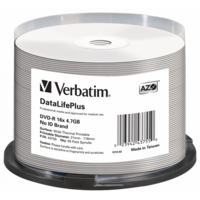 VERBATIM 43755 DVD-R 4,7GB/16x/hő nyomtatható felület/egyszer írható DVD 50db/csomag