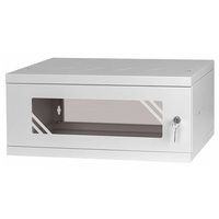 Stalflex RC19-4U-350GG 19" 4U 350 mm mély lapraszerelt szürke üveg ajtós fali rack szekrény (Használt - A)