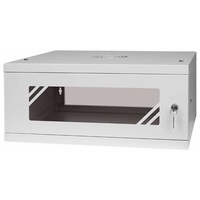 Stalflex RC19-4U-450GG 19" 4U 450 mm mély lapraszerelt szürke üveg ajtós fali rack szekrény (Újszerű)