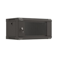 Lanberg WF03-5304-10B 19" 4U SZÉL:540mm MÉLY:350mm MAG:281mm lapraszerelt üvegajtós fekete fali rack szekrény