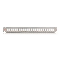 KE-Line Patch panel 1U, ezüst, üres, 24 db keystone jack számára