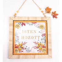 IRIS fa kopogtató tábla, "isten hozott" felirat, őszi színek 22 x 22cm