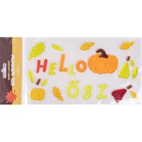 IRIS ablakzselé "hello ősz" felirat, tök és falevelek 15 x 30cm