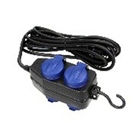 Anco 321548 akasztóval,5m,gumi,H05RR-F,3x1,5mm2,IP44,16A,250V,3680W,fekete csapfedeles 2x2 vízmentes gumi elosztó