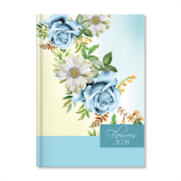 Period Flowers Blue 2026 A5 napi beosztású határidőnapló