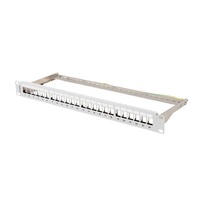 Lanberg PPKS-0924-S 19"/1U moduláris üres szürke patch panel 24 db Keystone jack fogadására, kábeltartóval Lanberg PPKS-0924-S 19"/1U moduláris üres szürke patch panel 24 db Keystone jack fogadására, kábeltartóval