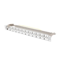 Lanberg PPKS-1248-S 19" 1U moduláris üres szürke patch panel 24 db FTP Keystone jack fogadására, kábeltartóval Lanberg PPKS-1248-S 19" 1U moduláris üres szürke patch panel 24 db FTP Keystone jack fogadására, kábeltartóval