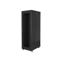 Lanberg FA01-8042-23B 19" 42U SZÉL:800mm MÉLY:1000mm MAG:2047mm összeszerelt hálós fémajtós fekete rack szekrény