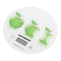 Hausberg HB-6010NG+DS üveg konyhai mérleg, kerek, fehér, alma mintával Hausberg HB-6010NG+DS üveg konyhai mérleg, kerek, fehér, alma mintával