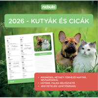 Nebulo Kutya-Cicák 2026 2 heti mágneses naptár Nebulo Kutya-Cicák 2026 2 heti mágneses naptár