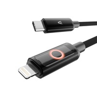 AVAX CB650 PULSEY 0,5m 27W USB-C - Lightning szürke fonott gyorstöltő LED kábel