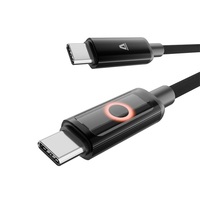 AVAX CB653 PULSEY 0,5m 60W USB-C szürke fonott gyorstöltő LED kábel