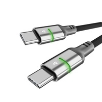 AVAX CB634 STEELY LED 3m 60W USB-C fekete fonott gyorstöltő kábel