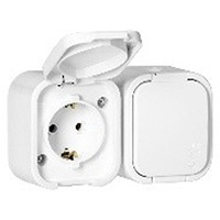 Anco Hydra+ csapófedéllel , IP54, vízszintes,fehér falonkivüli kültéri 2-es földelt dugaszolóaljzat Anco Hydra+ csapófedéllel , IP54, vízszintes,fehér falonkivüli kültéri 2-es földelt dugaszolóaljzat