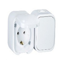 Anco Hydra+ IP54, 10A+16A 250V, fehér falonkivüli kültéri váltókapcsoló+dugalj Anco Hydra+ IP54, 10A+16A 250V, fehér falonkivüli kültéri váltókapcsoló+dugalj