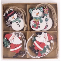 IRIS fa akasztós hóember és mikulás szettben, 8 darabos, 4 féle 5 x 5 cm IRIS fa akasztós hóember és mikulás szettben, 8 darabos, 4 féle 5 x 5 cm