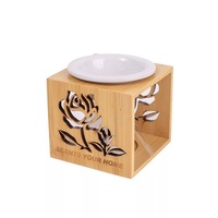 IRIS kerámia olajmécses, fa kerettel, rózsás, fehér 10 cm IRIS kerámia olajmécses, fa kerettel, rózsás, fehér 10 cm