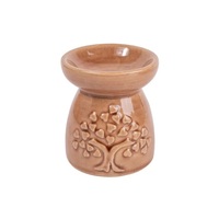 IRIS kerámia olajmécses, szív leveles fa mintával, világos barna 8 cm IRIS kerámia olajmécses, szív leveles fa mintával, világos barna 8 cm