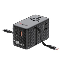 Verbatim 30186 Charge n Travel 70W fekete univerzális utazó adapter 2xUSB-C kábellel Verbatim 30186 Charge n Travel 70W fekete univerzális utazó adapter 2xUSB-C kábellel